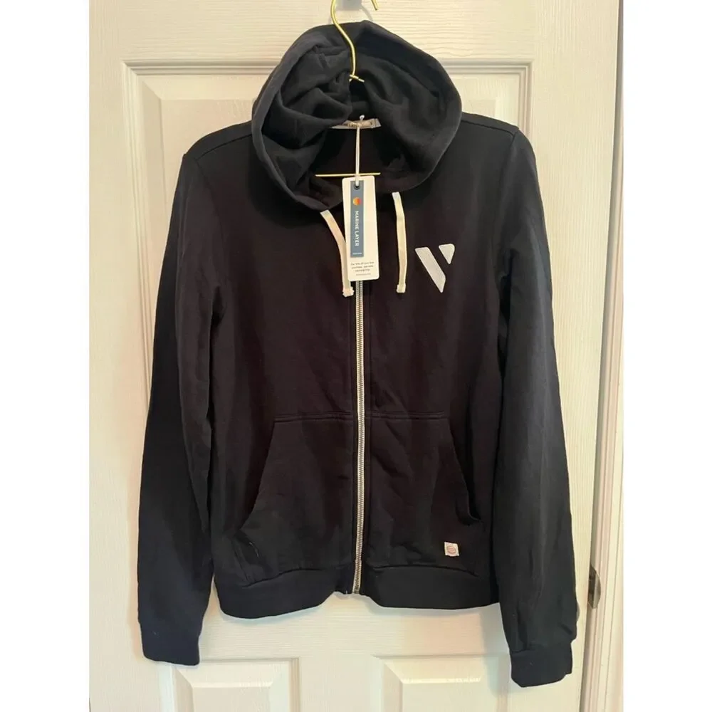 NWT Marine Layer Black Full Zip Hoodie Small Super Soft Casual